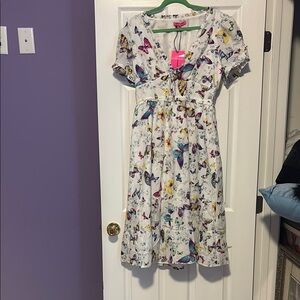 Betsey Johnson White Dress with Butterfly Print